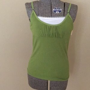 Green layered look cami tank top.